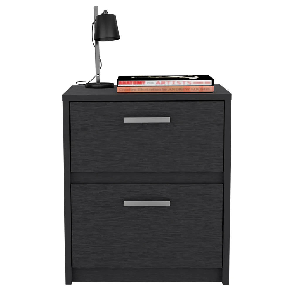 Black Two Drawer Nightstand