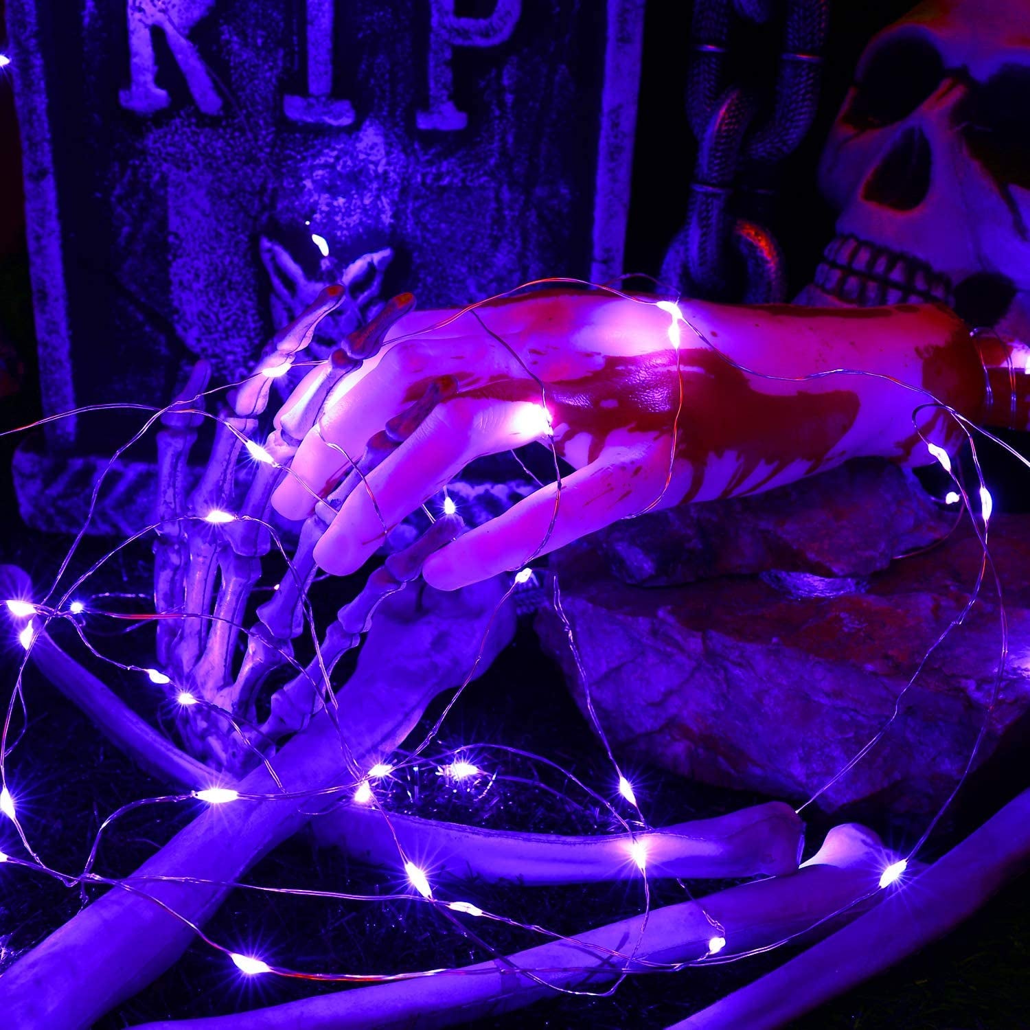 Purple Fairy Halloween Lights, 19.47Ft 60 LED String Lights