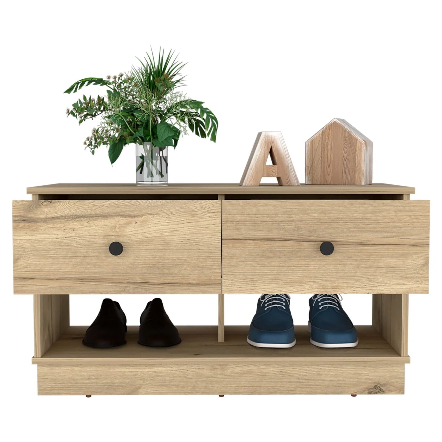 Light Oak Entry Storage Bench