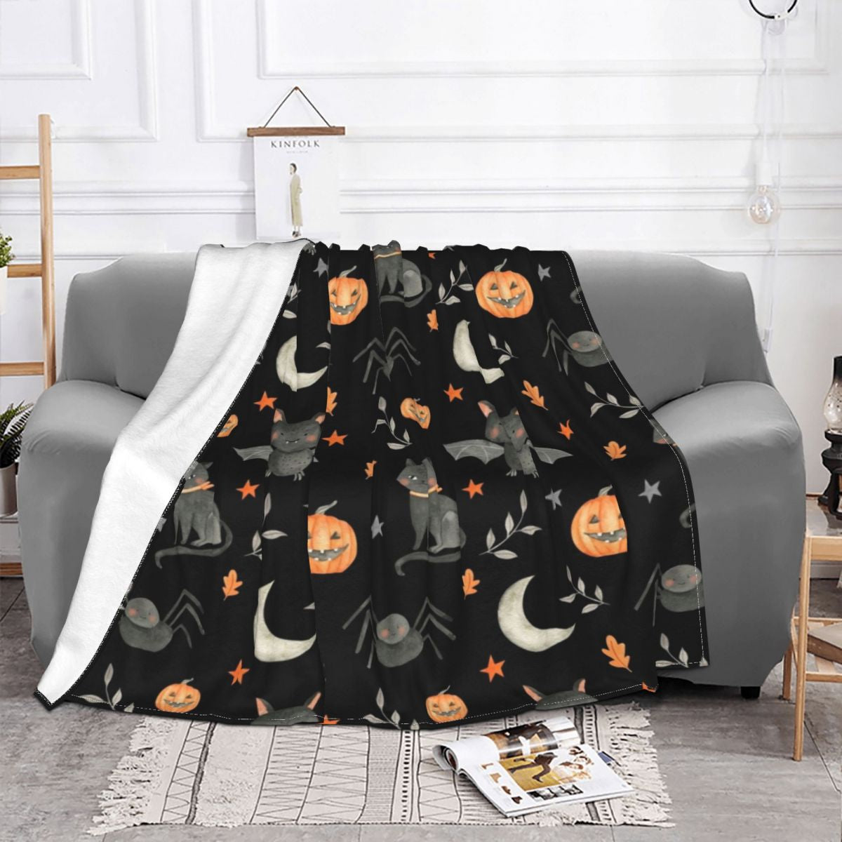 Flannel Halloween Pumpkin Blanket