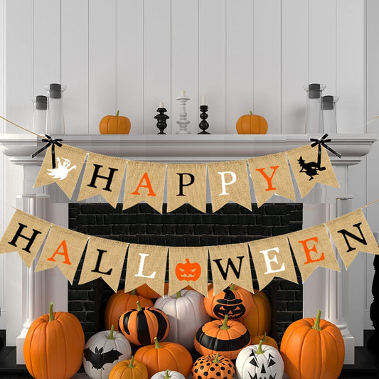 Happy Halloween Burlap Banner