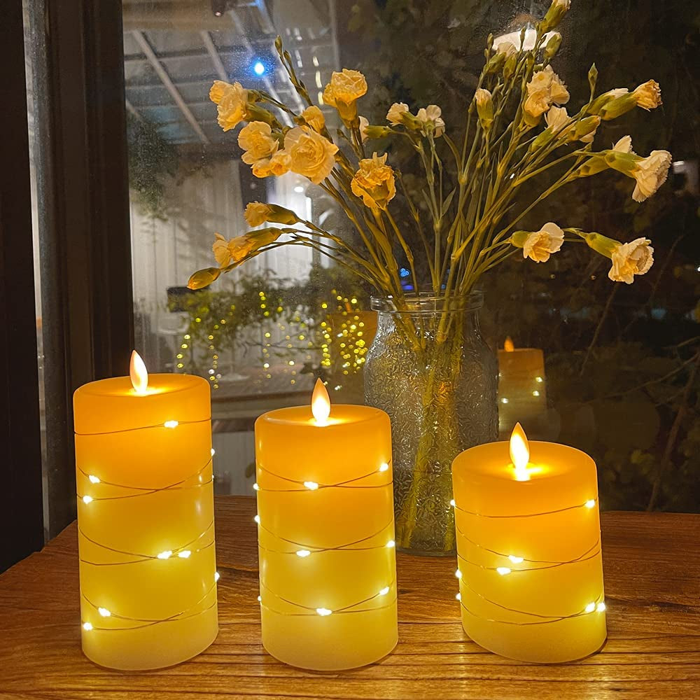 Flameless Candles with String Lights 