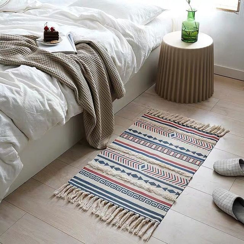 60X90 cm Retro Bohemian Hand Woven Tassel Carpet 