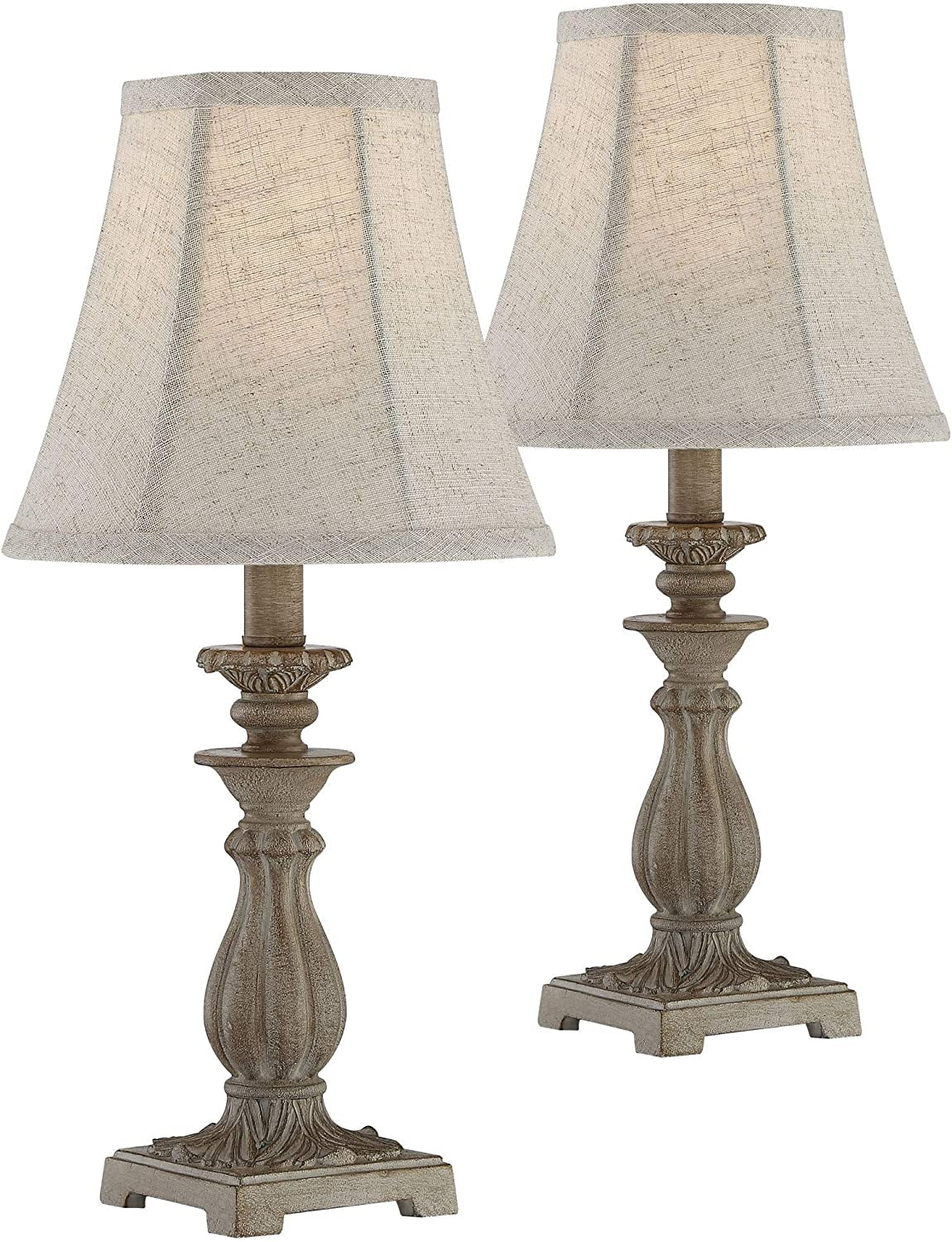 Traditional Farmhouse Vintage Accent Antique Candlestick Table Lamps 19" High Set of 2 