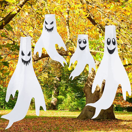 4 Piece Set Halloween Ghost Windsocks 