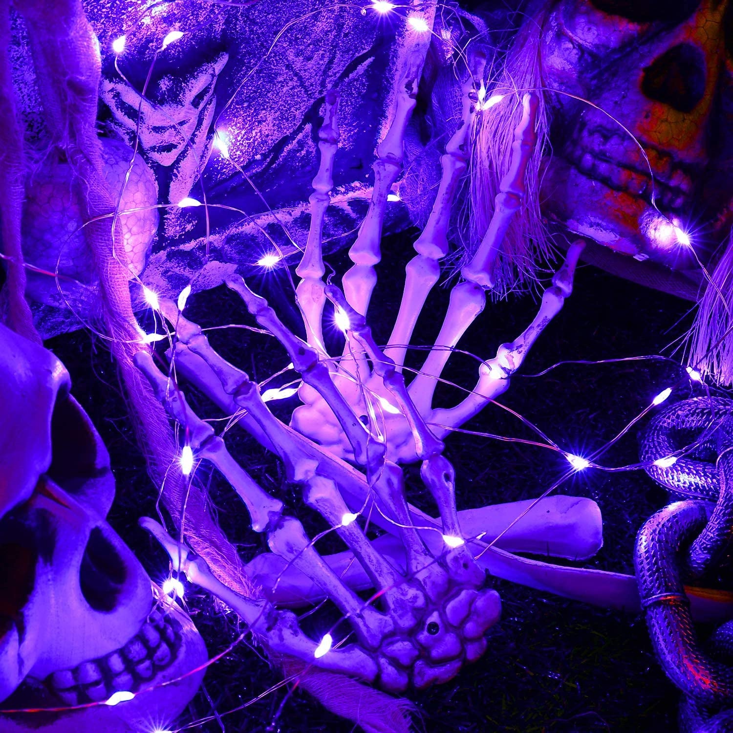 Purple Fairy Halloween Lights, 19.47Ft 60 LED String Lights