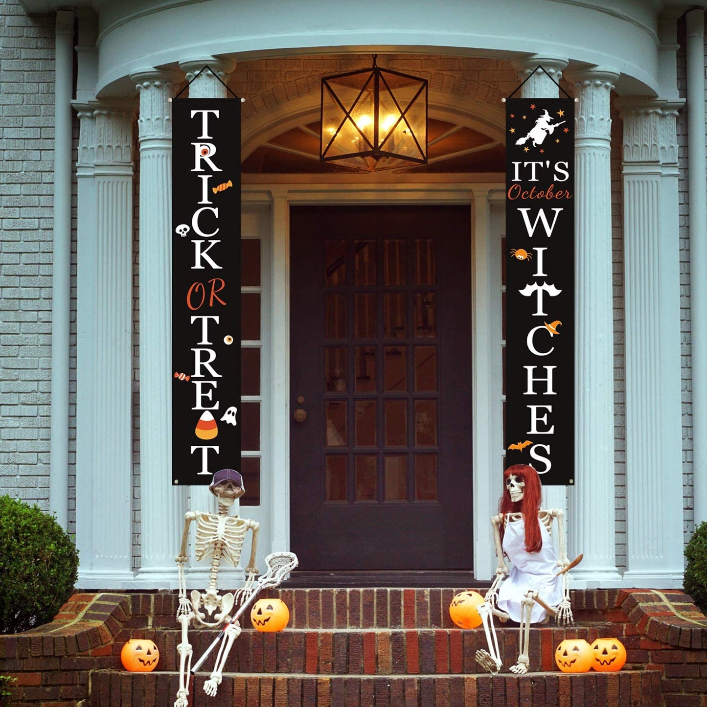 Trick or Treat & It's October Witches Front Porch Banners 