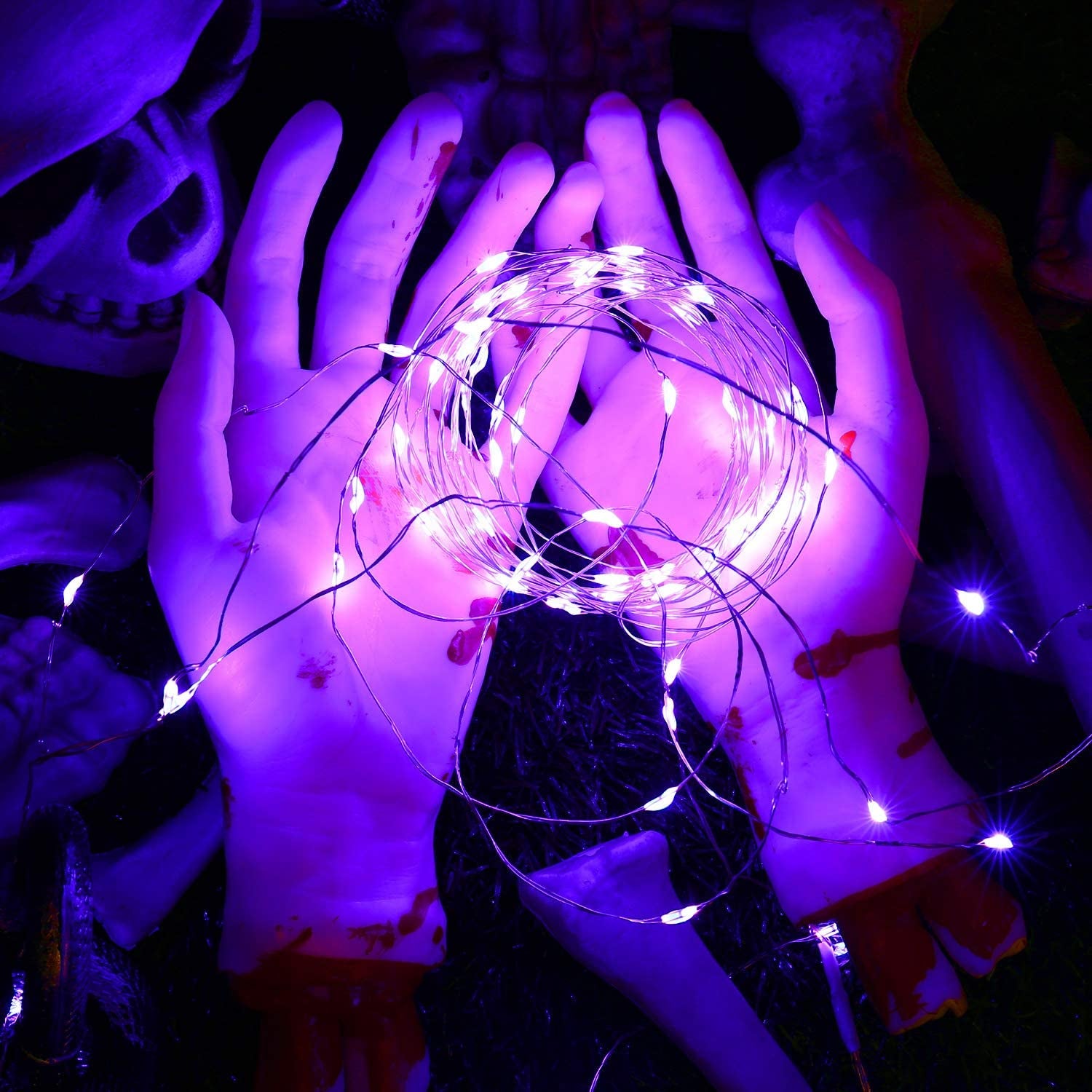 Purple Fairy Halloween Lights, 19.47Ft 60 LED String Lights