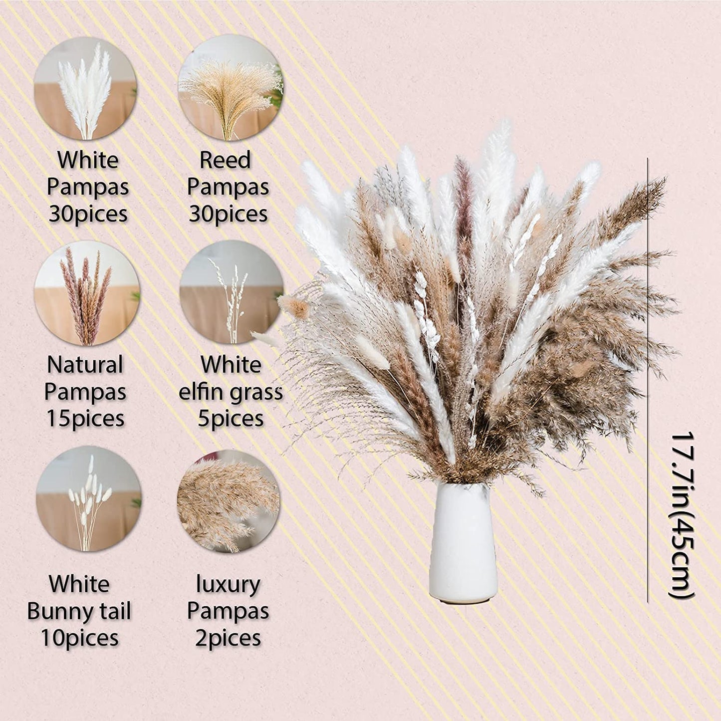 WILD AUTUMN 92 PCS Natural Pampas Grass Bouquet 