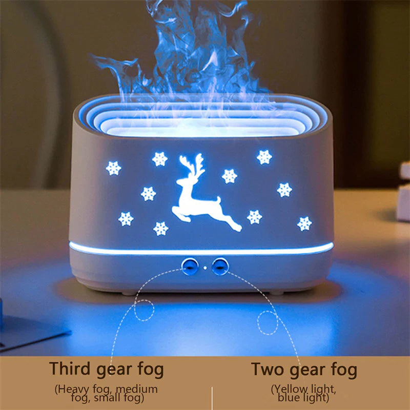 Reindeer Flame Humidifier Diffuser Lamp