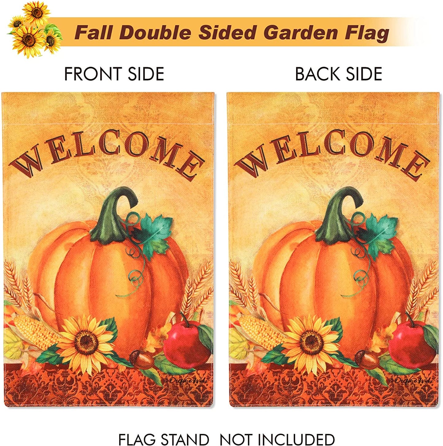 Fall Harvest Pumpkin Welcome Garden Flag