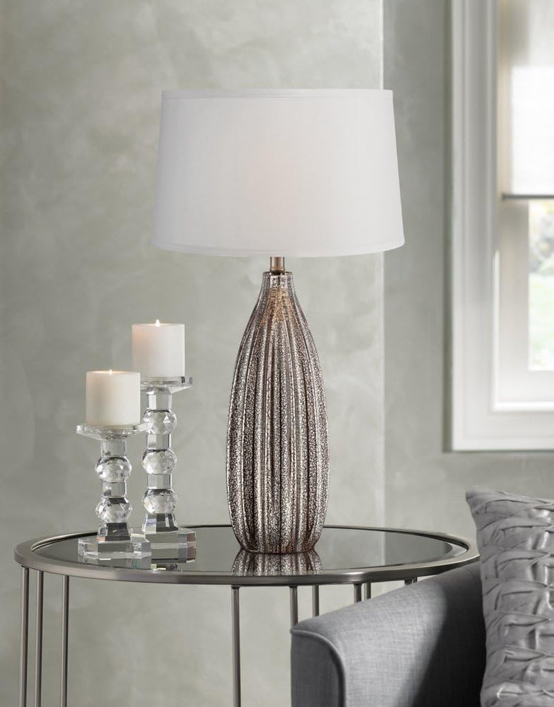 30" Contemporary Tall Fluted Mercury Ribbed Glass Table Lamp