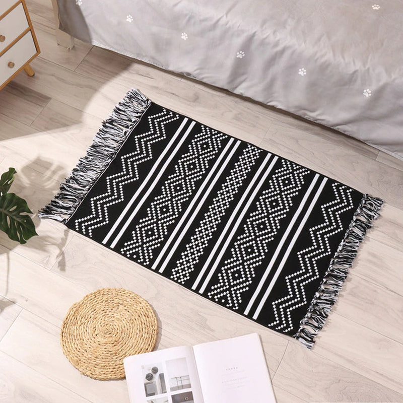 60X90 cm Retro Bohemian Hand Woven Tassel Carpet 