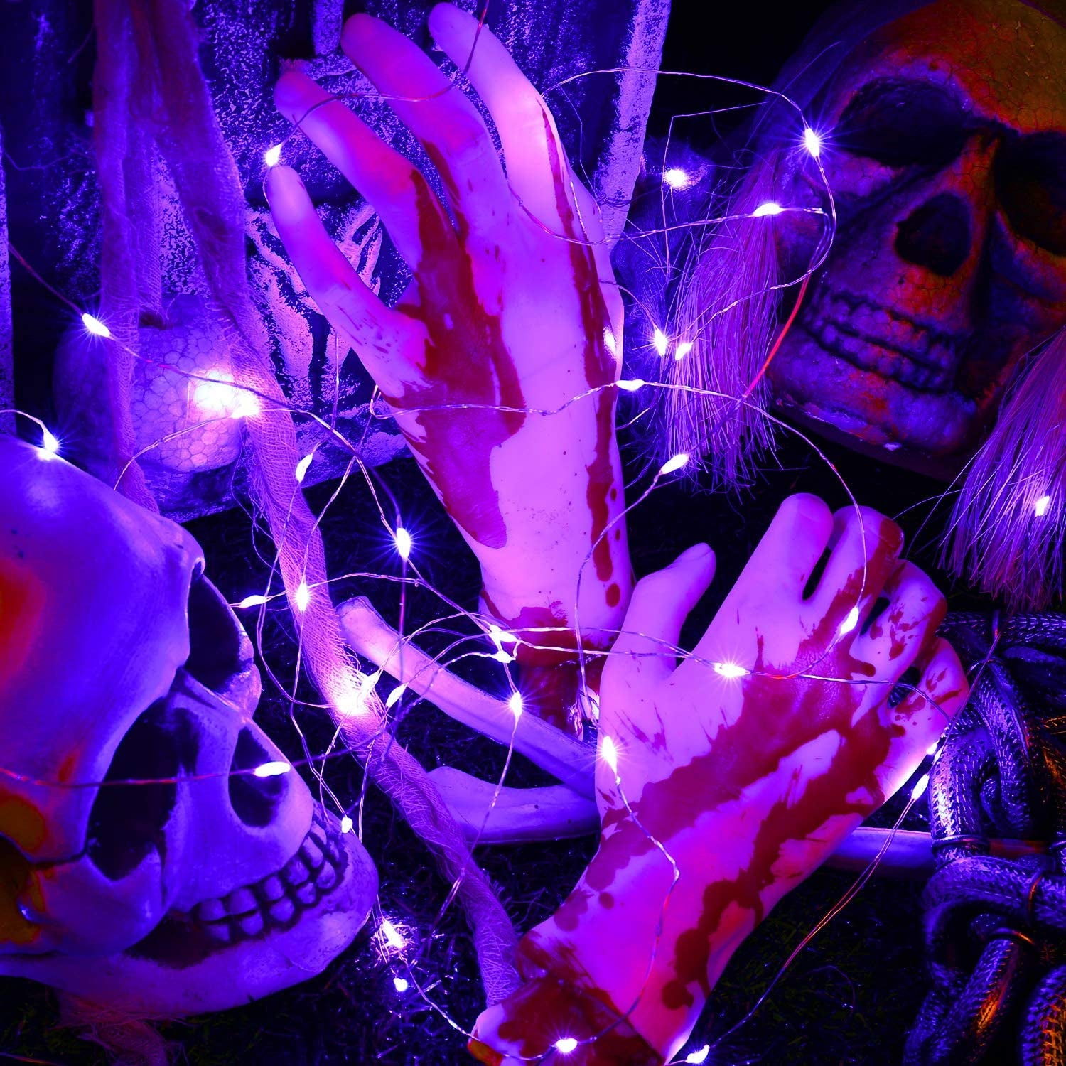 Purple Fairy Halloween Lights, 19.47Ft 60 LED String Lights