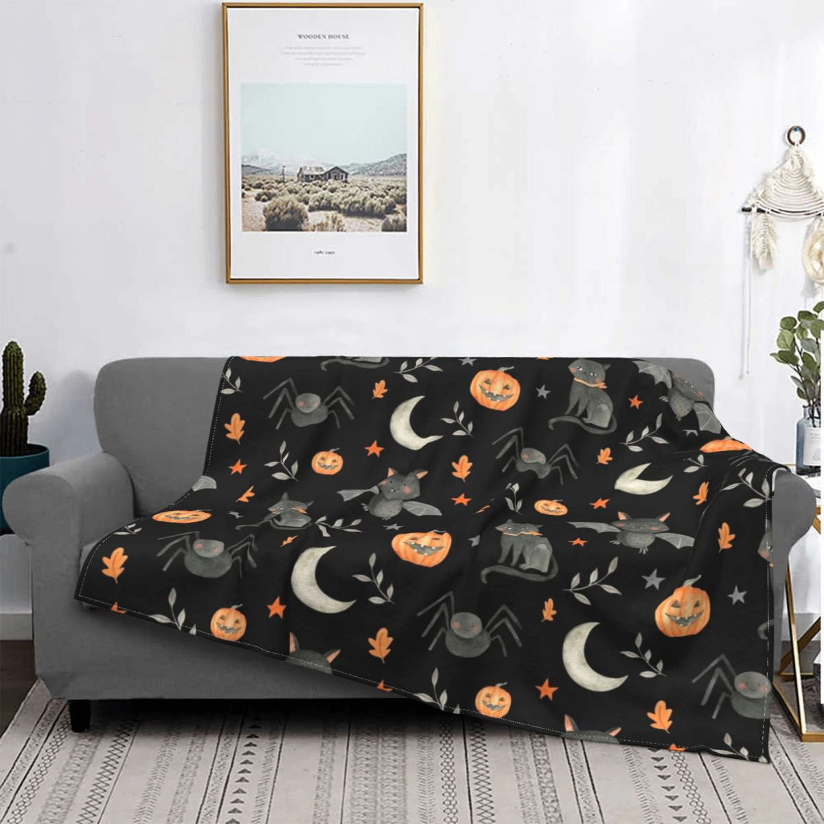 Flannel Halloween Pumpkin Blanket