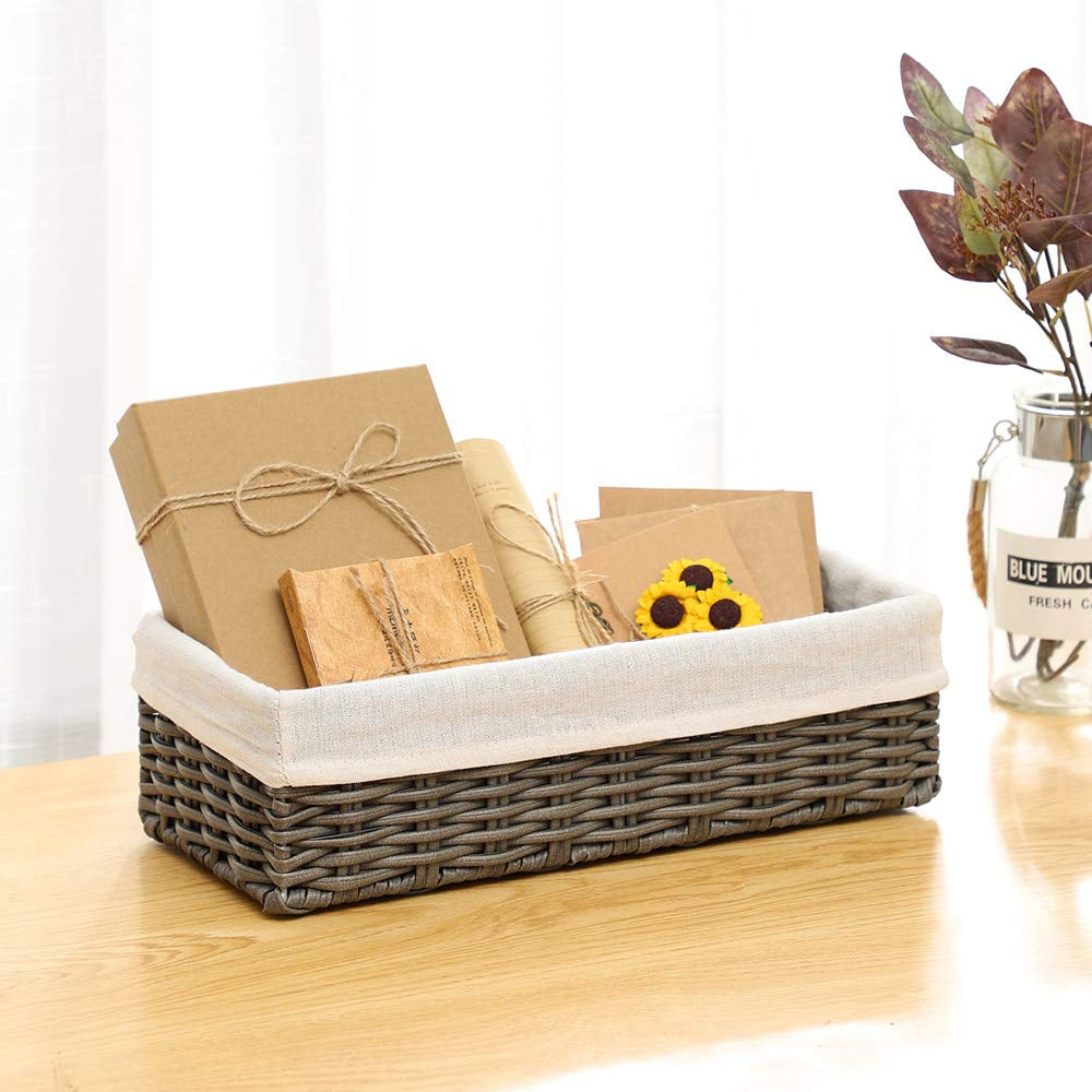 Handmade Grey Wicker Storage  Basket