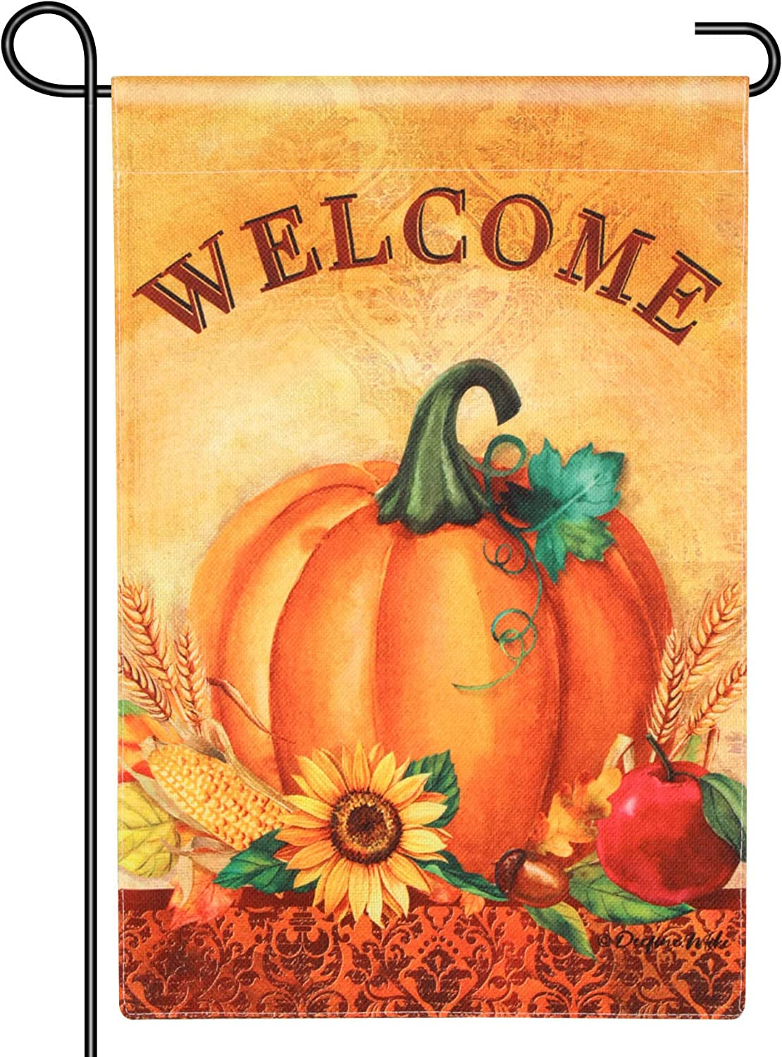 Fall Harvest Pumpkin Welcome Garden Flag