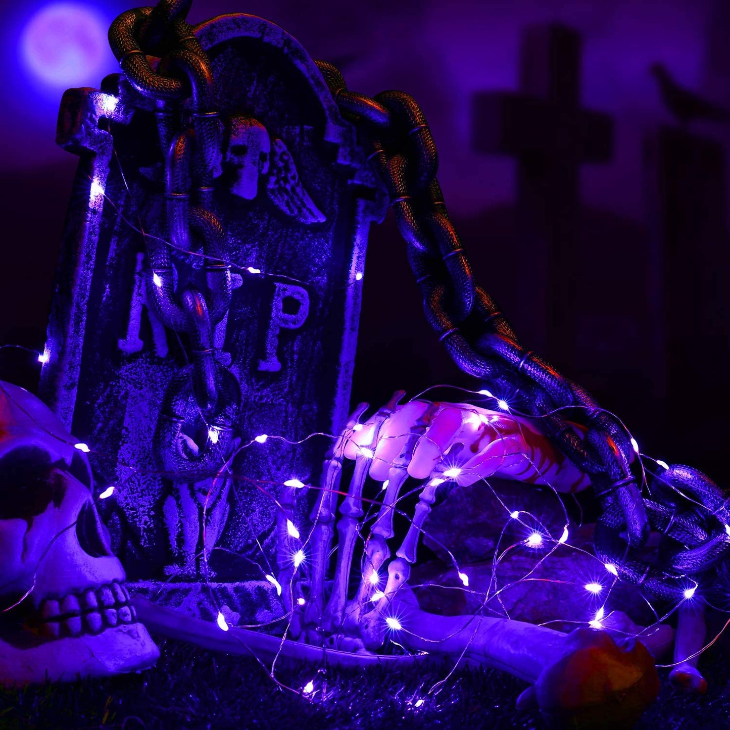 Purple Fairy Halloween Lights, 19.47Ft 60 LED String Lights