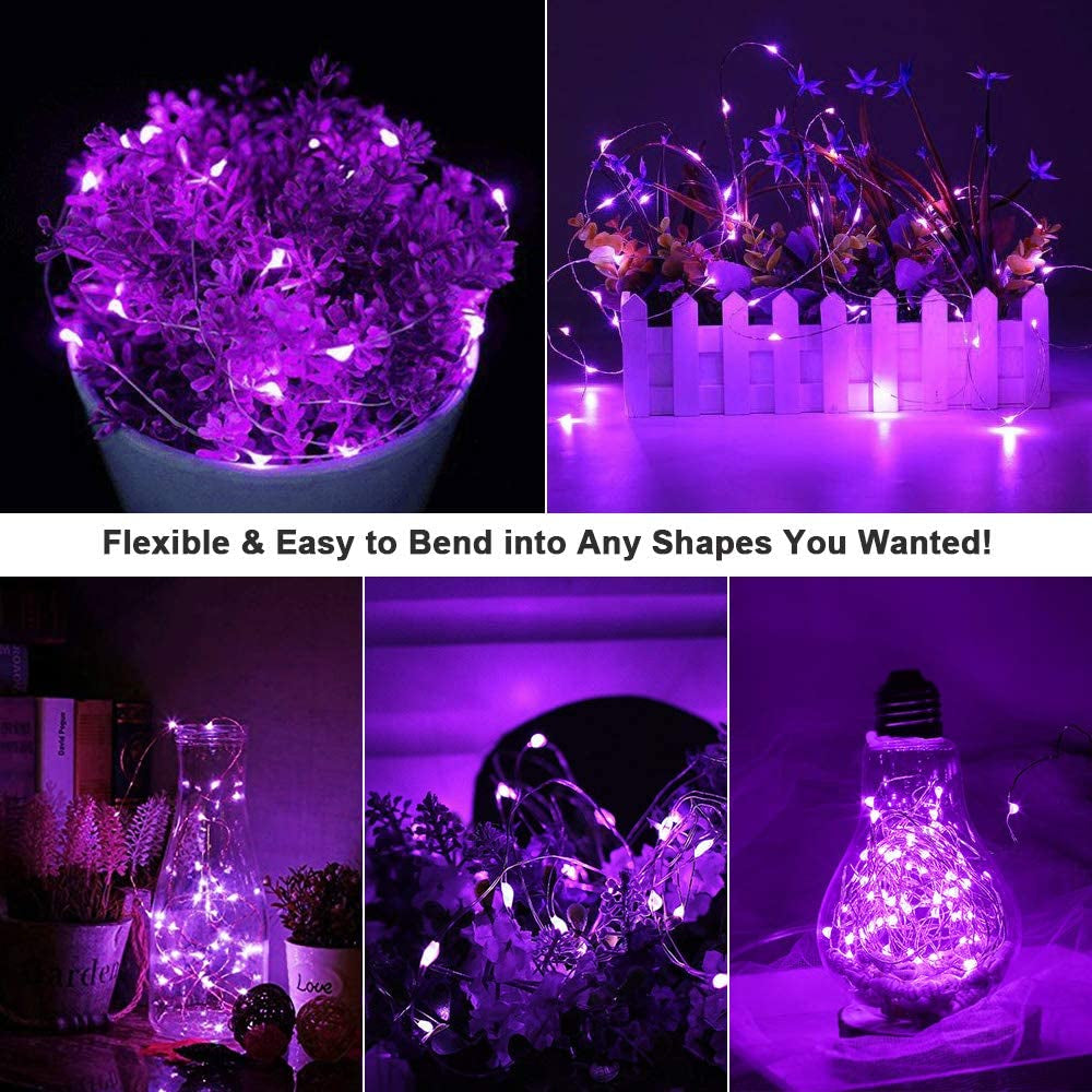 Purple Fairy Halloween Lights, 19.47Ft 60 LED String Lights