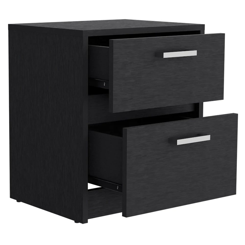 Black Two Drawer Nightstand