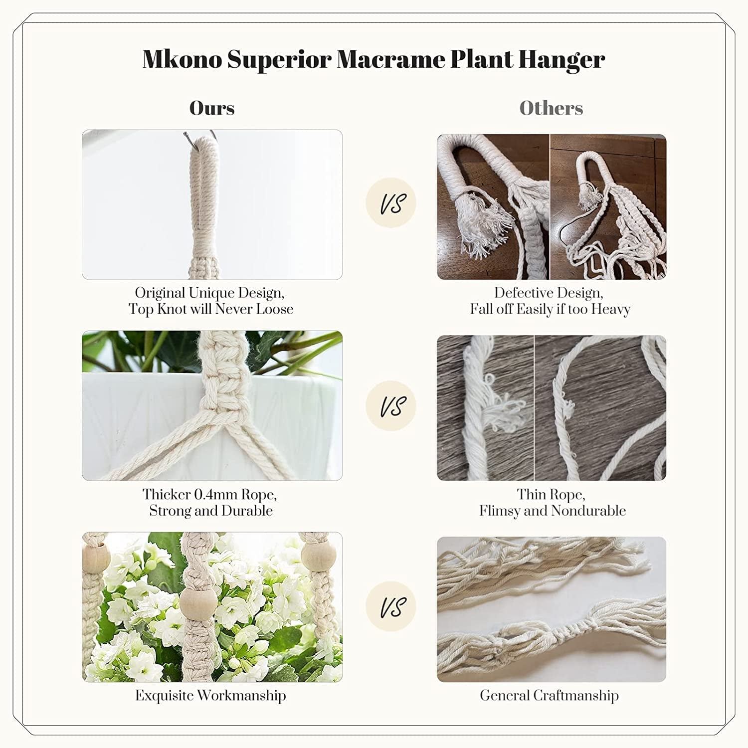 Set of 3  Macramé Plant Hangers