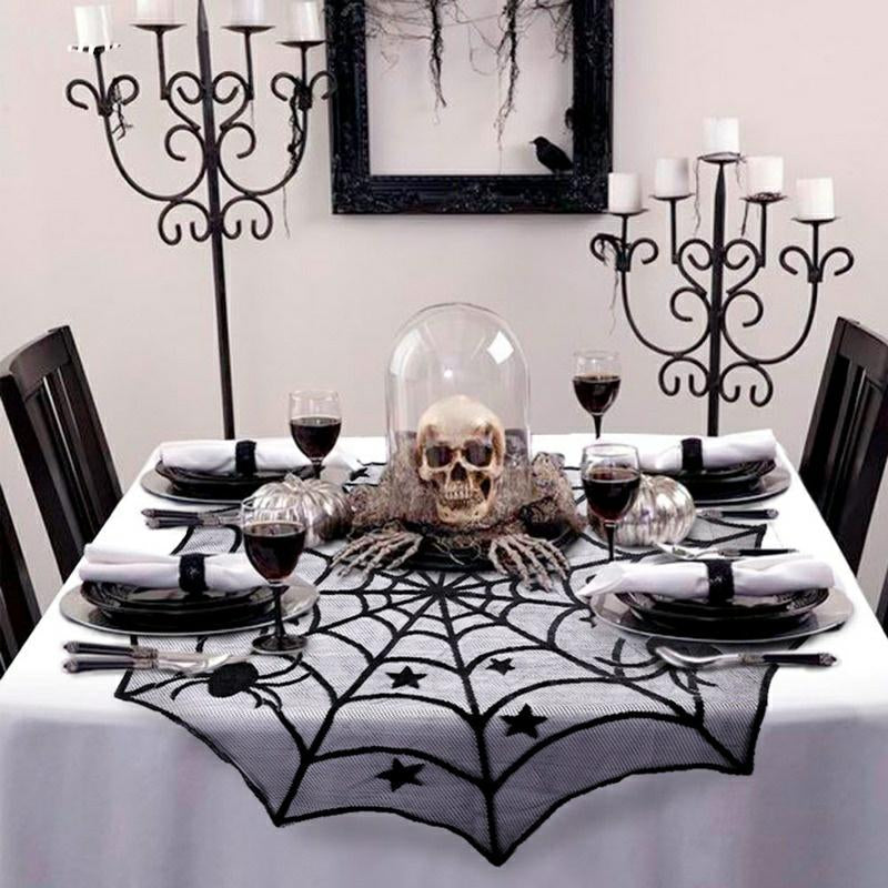 7 Piece Halloween Spider Fireplace Mantel Scarf Set