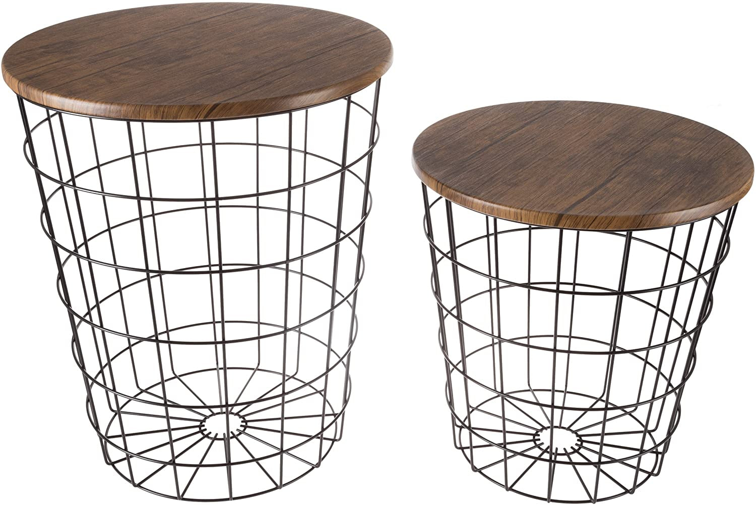 Nesting Wire Basket Side Table, Set of 2 