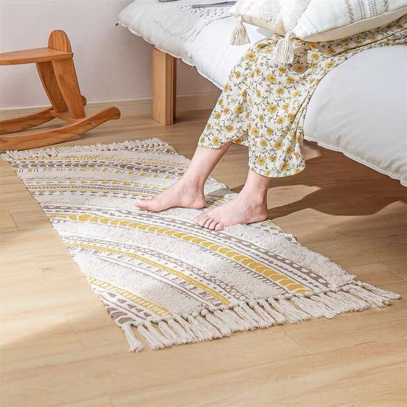 60X90 cm Retro Bohemian Hand Woven Tassel Carpet 