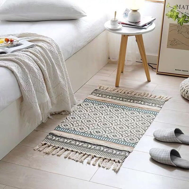 60X90 cm Retro Bohemian Hand Woven Tassel Carpet 