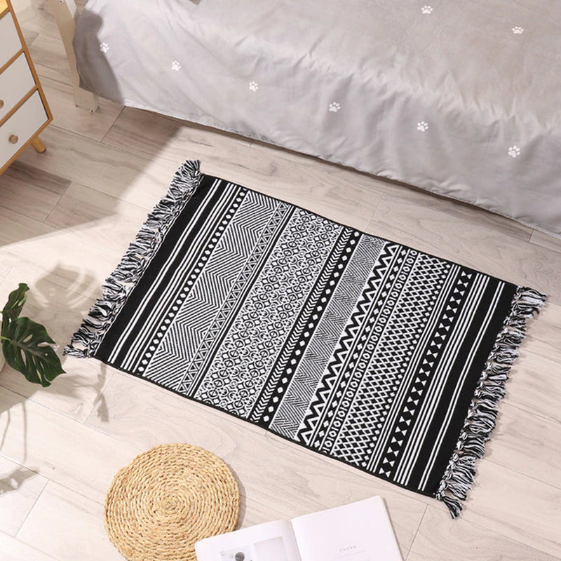 60X90 cm Retro Bohemian Hand Woven Tassel Carpet 