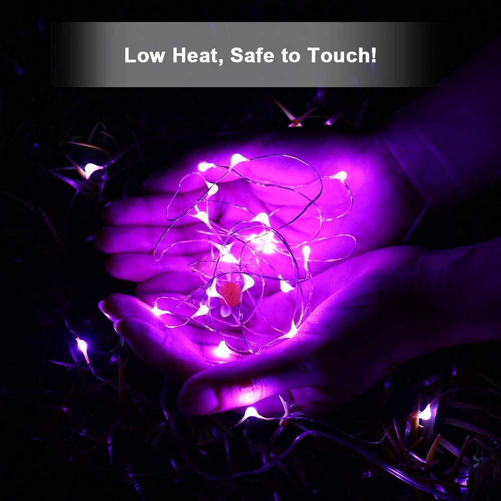 Purple Fairy Halloween Lights, 19.47Ft 60 LED String Lights