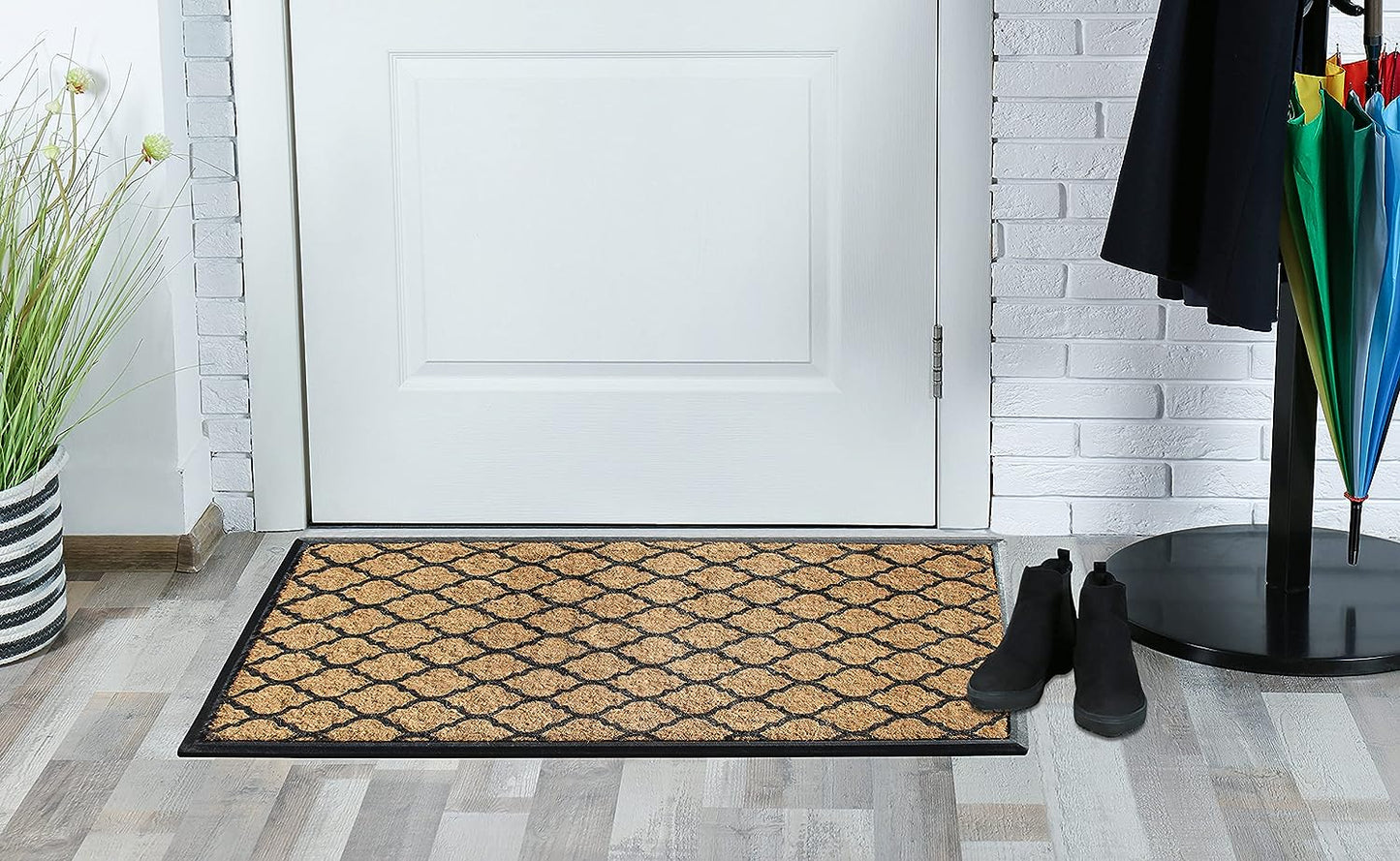 Heavy Duty Coir & Rubber Quatrefoil Door Mat, 30X48