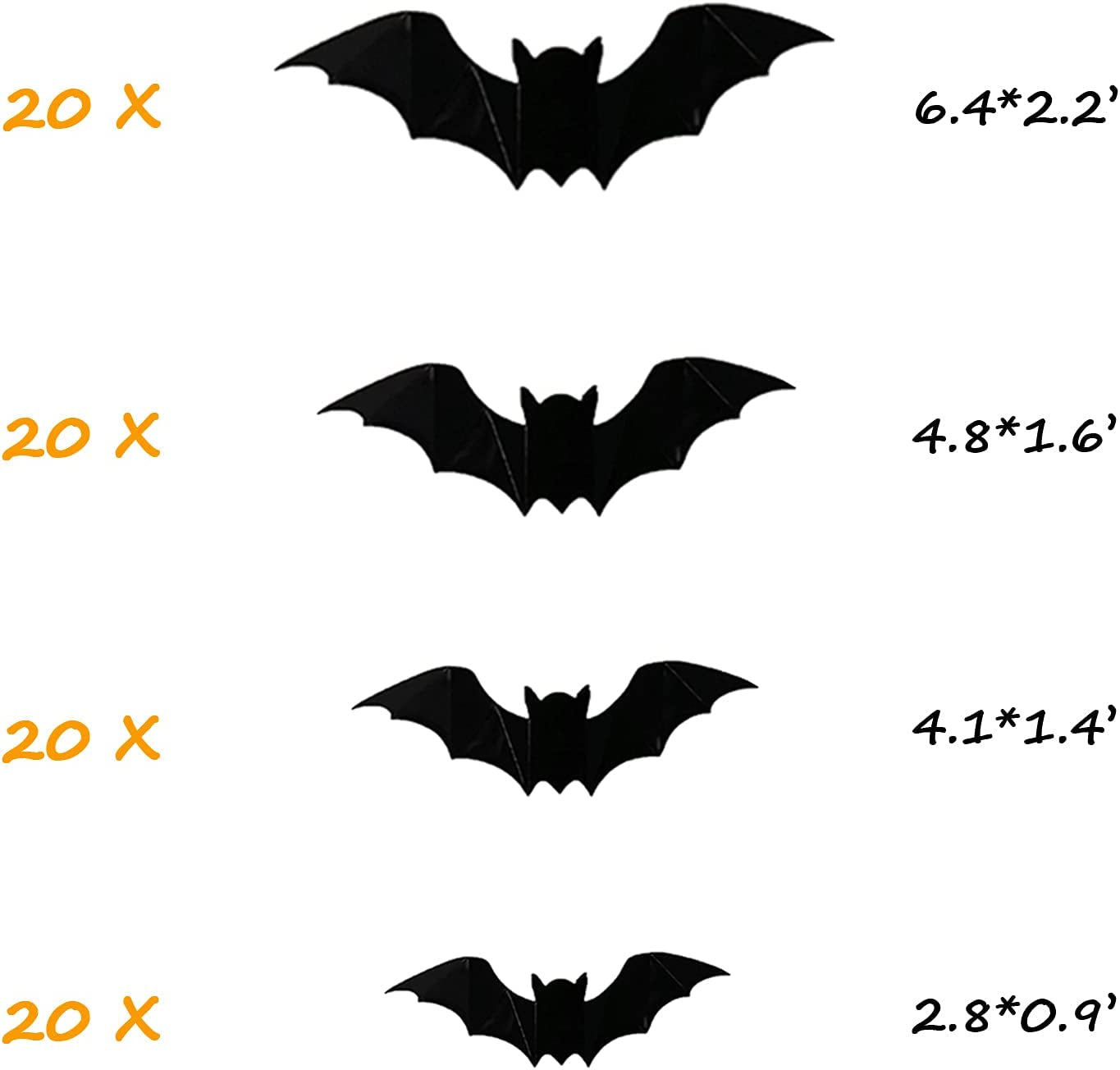 80Pcs 3D Bat Stickers