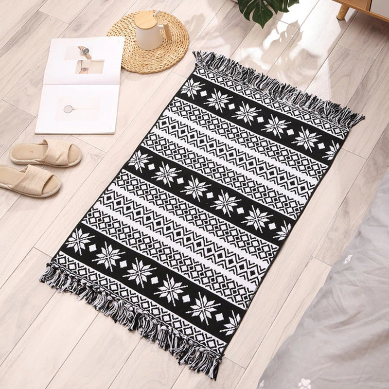 60X90 cm Retro Bohemian Hand Woven Tassel Carpet 