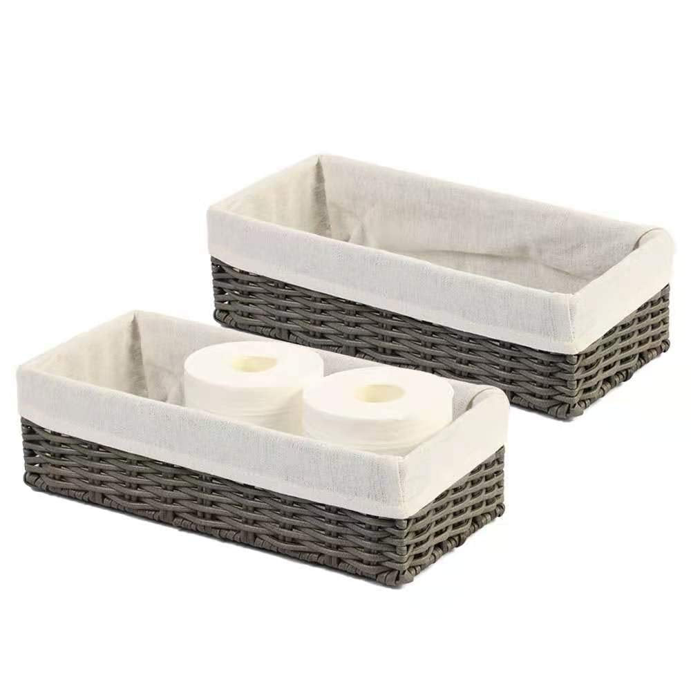 Handmade Grey Wicker Storage  Basket