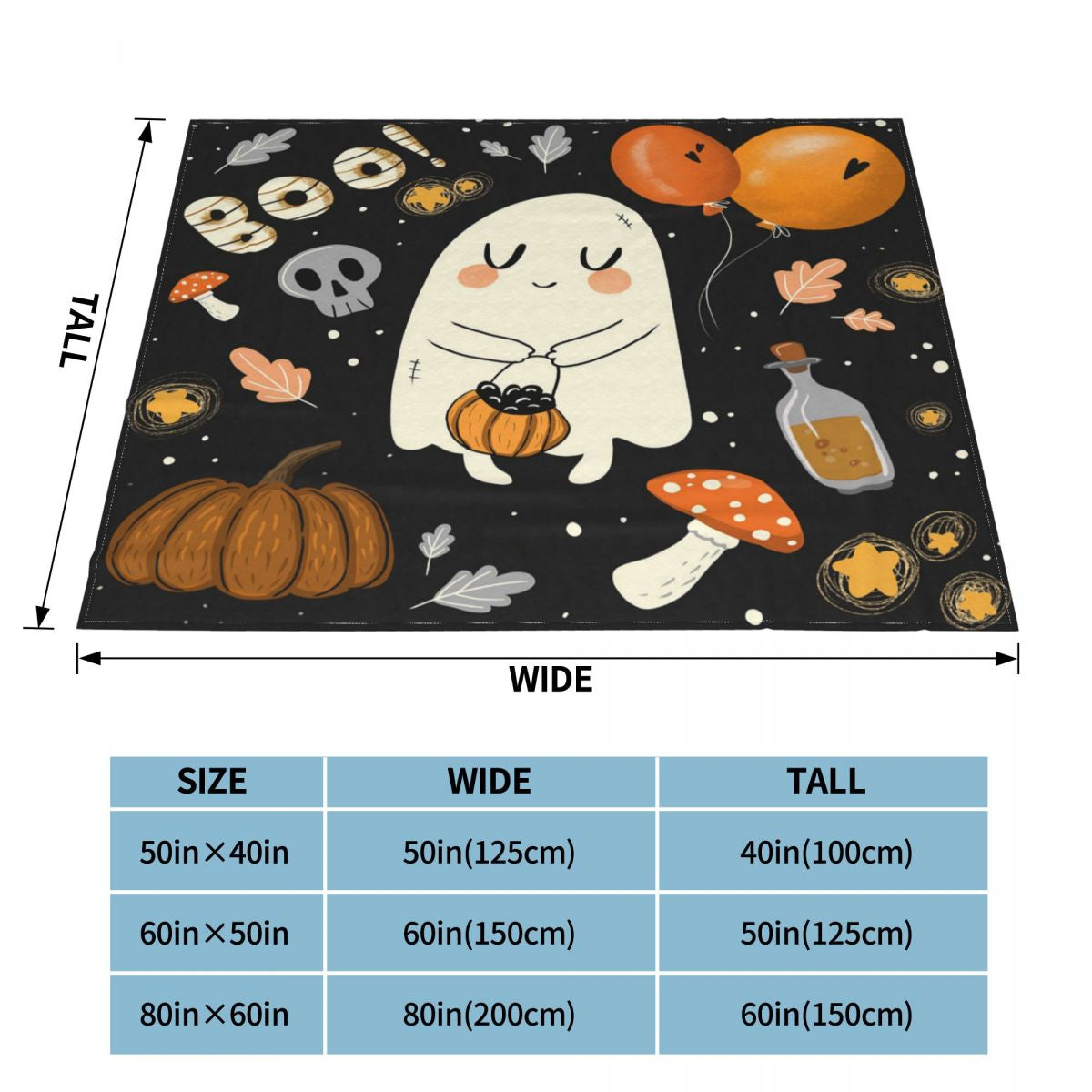 Pumpkin Ghost Flannel Blanket