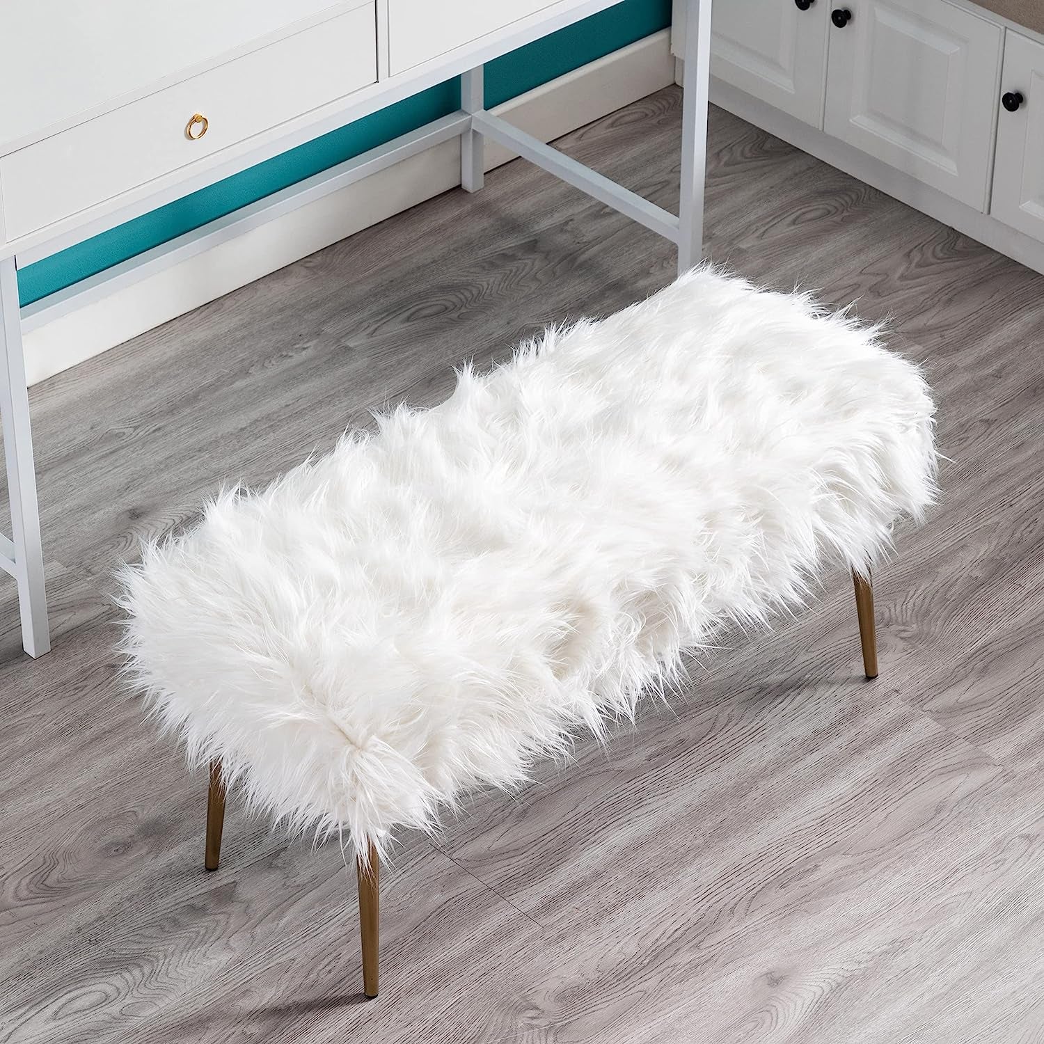 Ultra Soft Faux Fur Banquette Bench