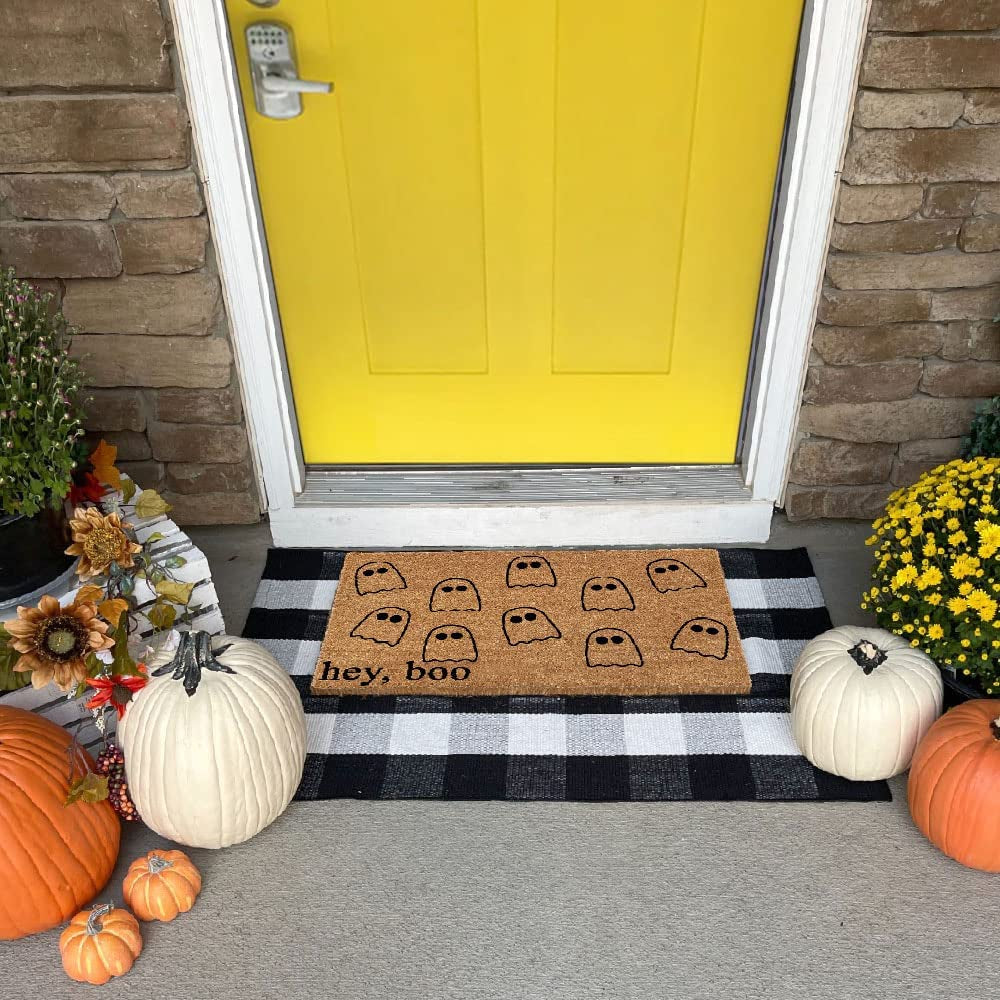 28"X44" Premium Black and White Plaid Door Mat