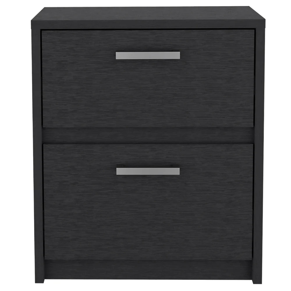 Black Two Drawer Nightstand