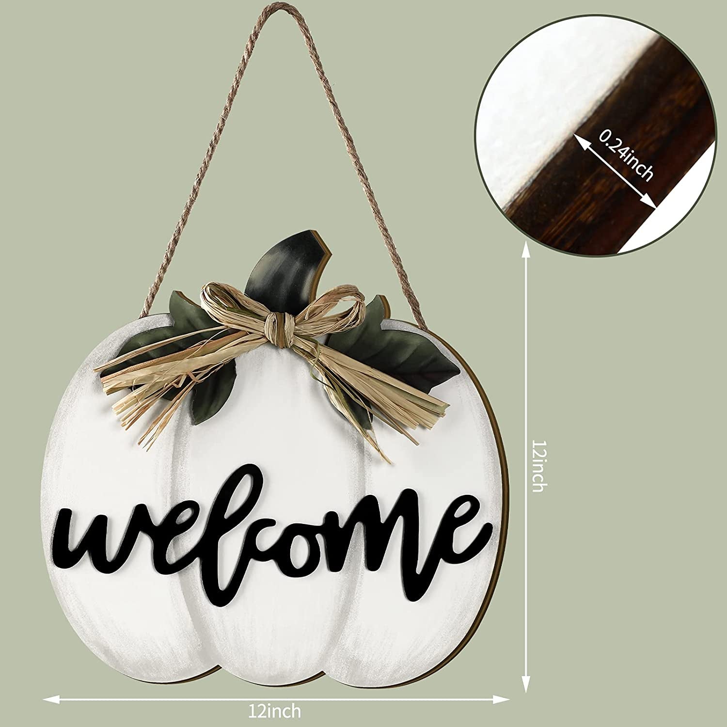 White Fall Pumpkin Harvest Hanging Welcome Sign