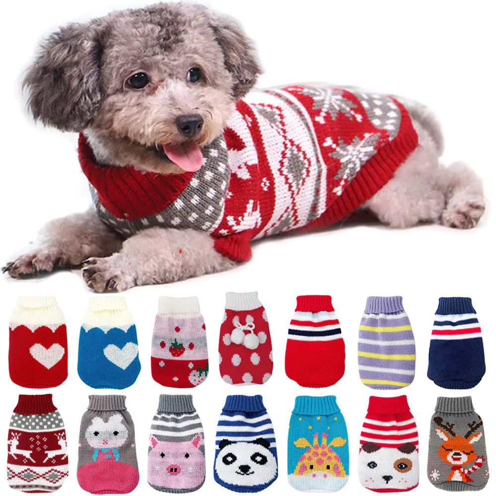 Paw-liday Cheer Knitted Holiday Small Breed Dog Sweaters 