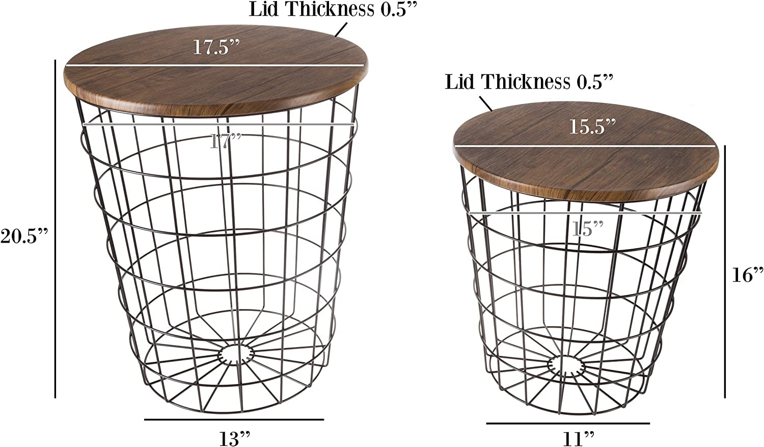 Nesting Wire Basket Side Table, Set of 2 