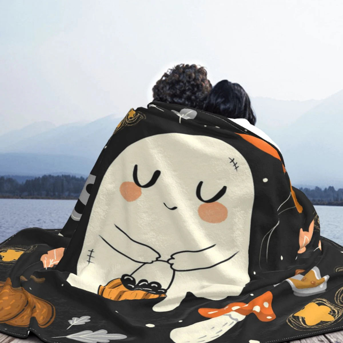 Pumpkin Ghost Flannel Blanket