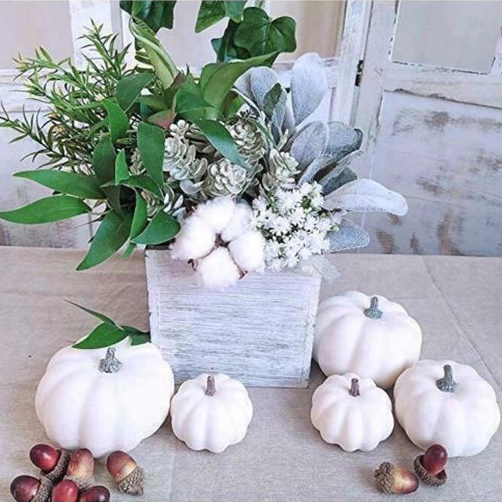 White Artificial Mini Pumpkins