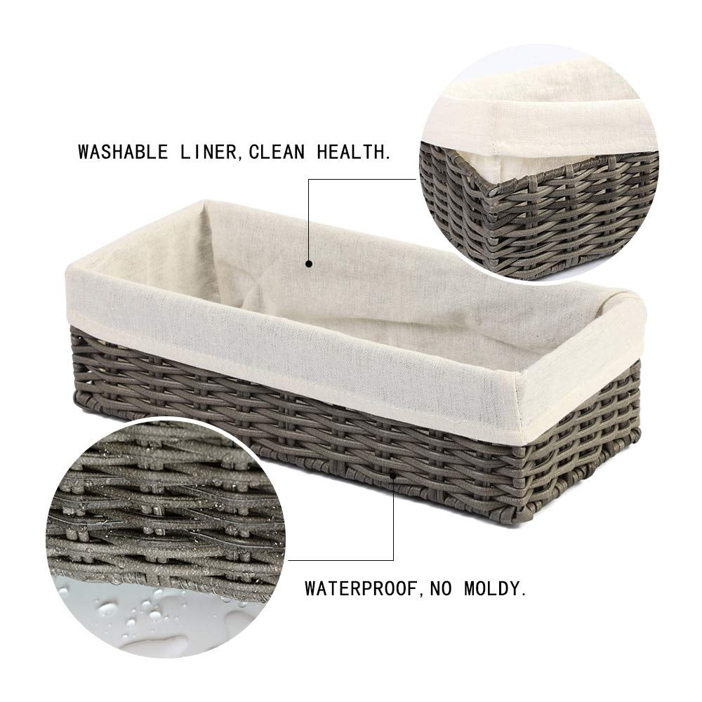 Handmade Grey Wicker Storage  Basket