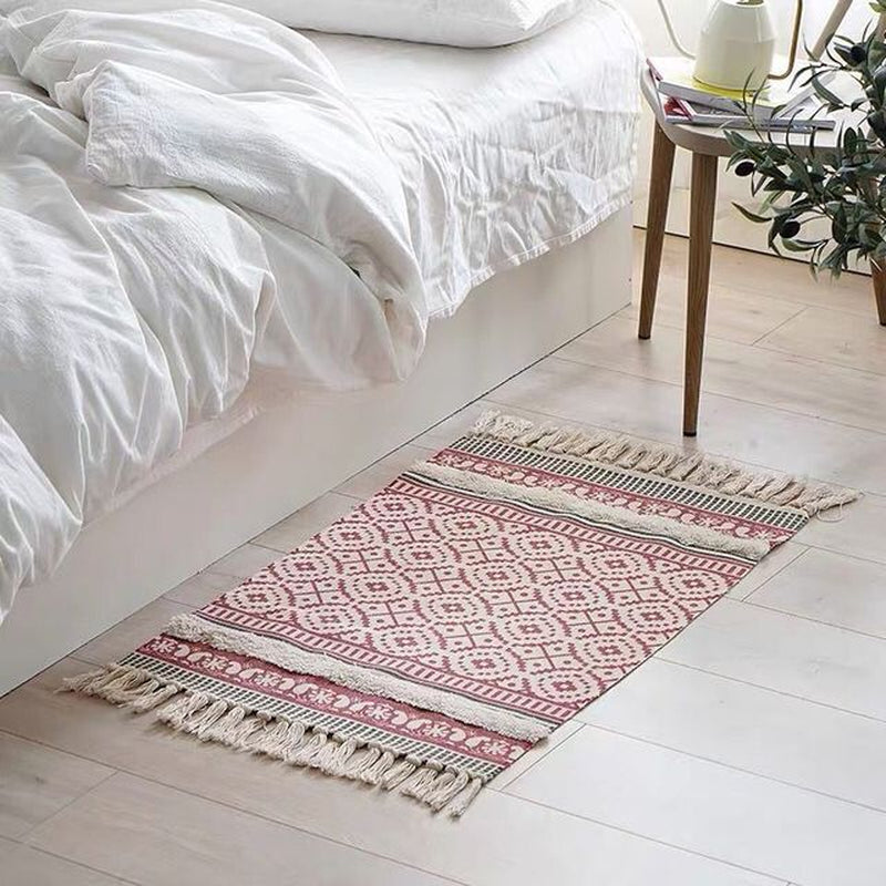 60X90 cm Retro Bohemian Hand Woven Tassel Carpet 