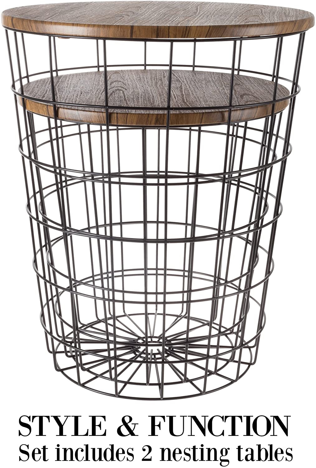 Nesting Wire Basket Side Table, Set of 2 