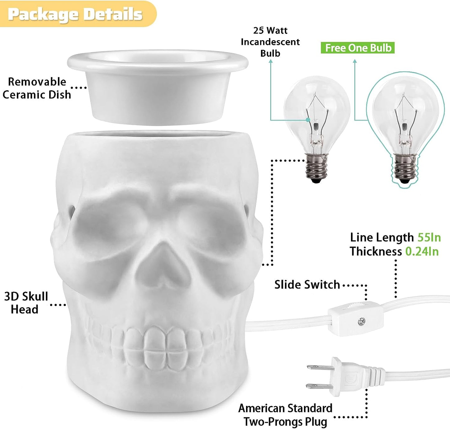 Ceramic Skull Scentsy Electric Wax Warmer