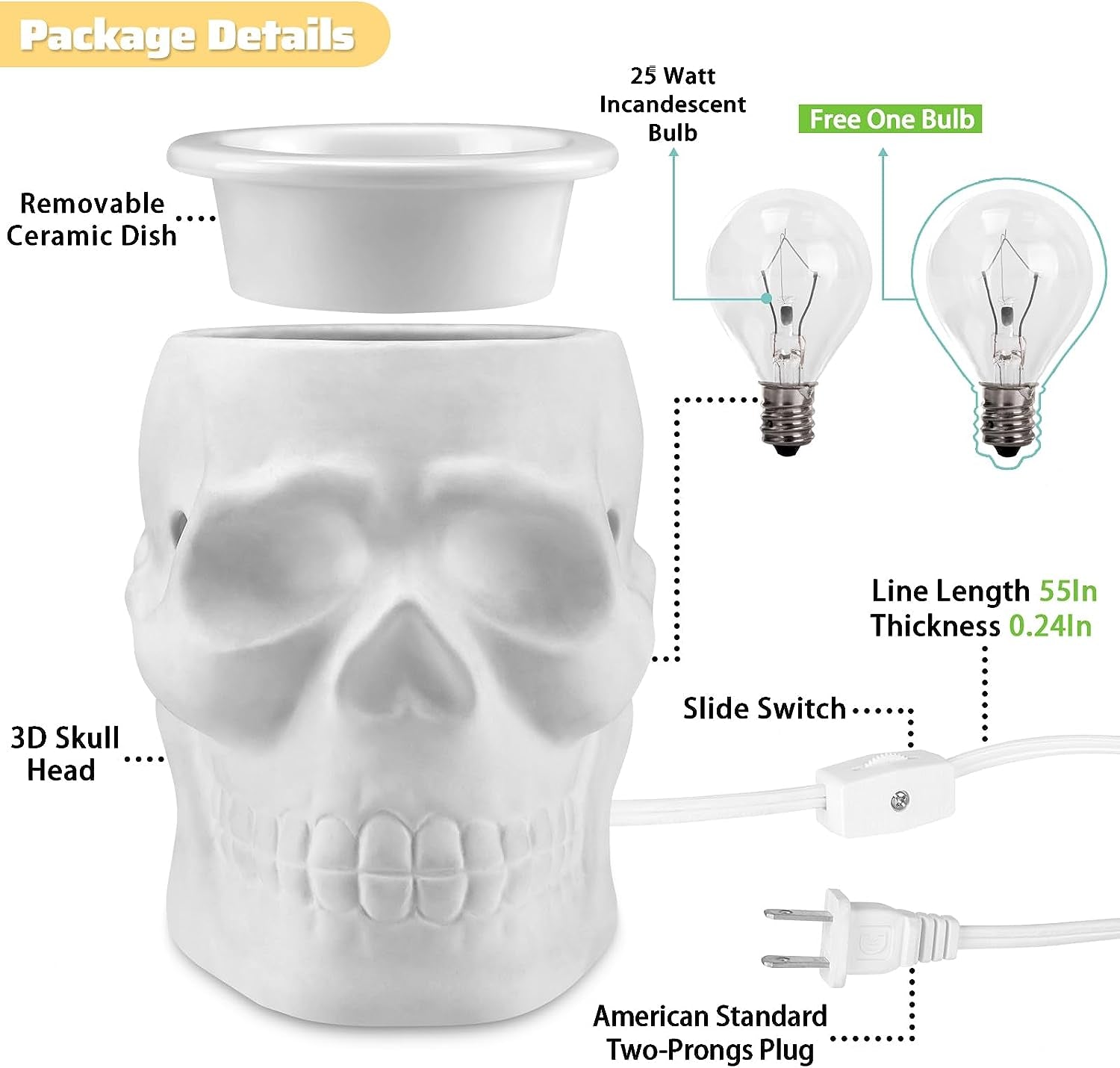 Ceramic Skull Scentsy Electric Wax Warmer