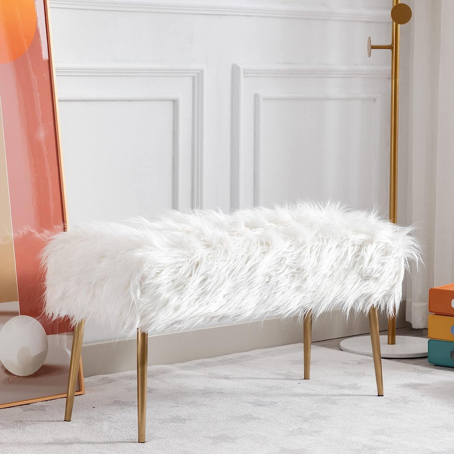 Ultra Soft Faux Fur Banquette Bench